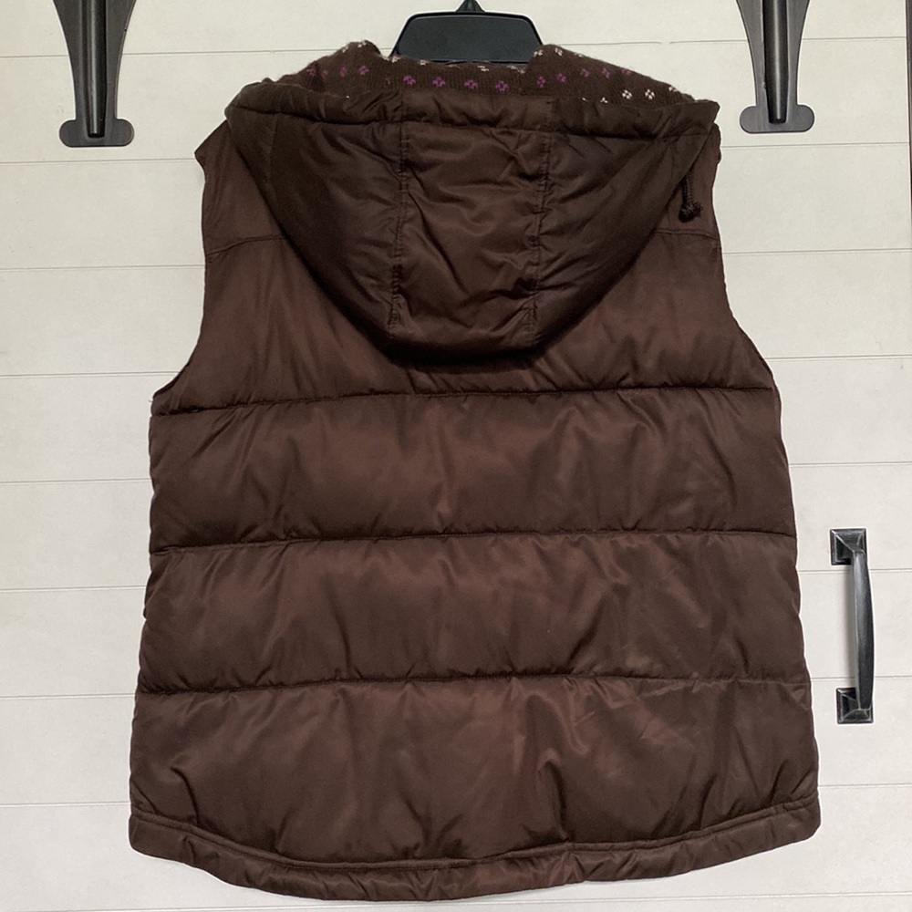 Old Navy Brown Hooded Puffer Vest - image 2